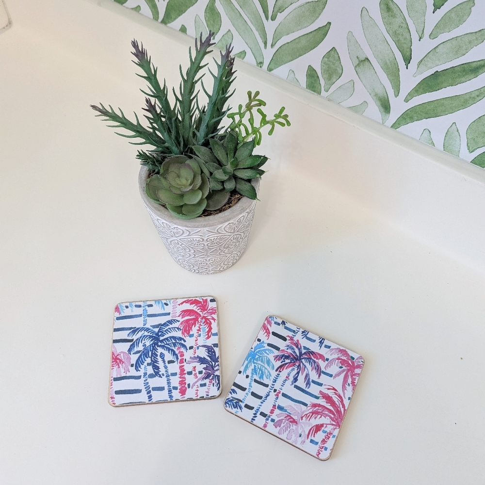 Set Of 2 Handmade Tropical Coasters